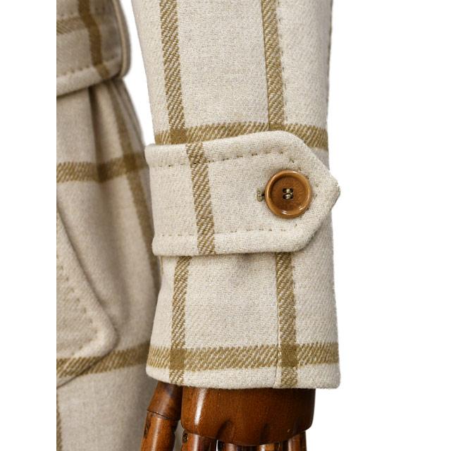 TITO ALLEGRETTO【ティト アレグレット】ダブルベルテッドコート 3890 DOPPIO FANCY ウール ナイロン チェック ベージュ×キャメル |  | 04