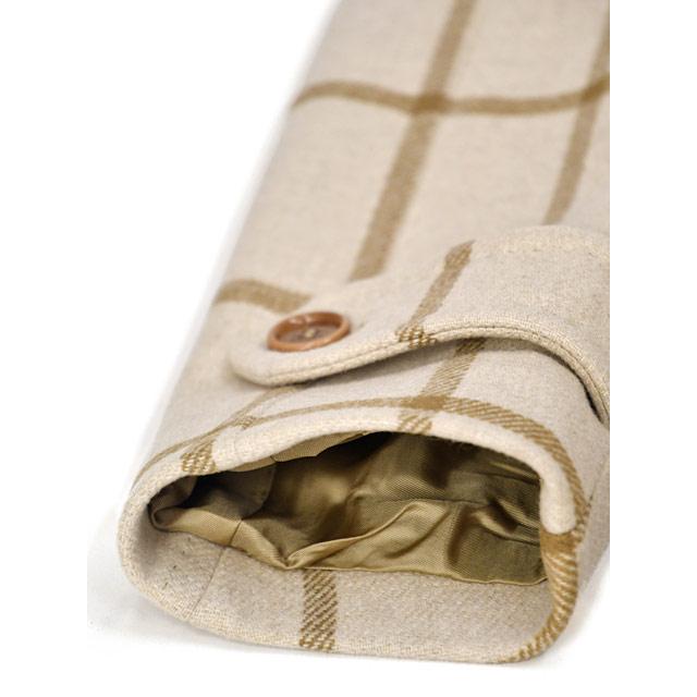 TITO ALLEGRETTO【ティト アレグレット】ダブルベルテッドコート 3890 DOPPIO FANCY ウール ナイロン チェック ベージュ×キャメル |  | 05