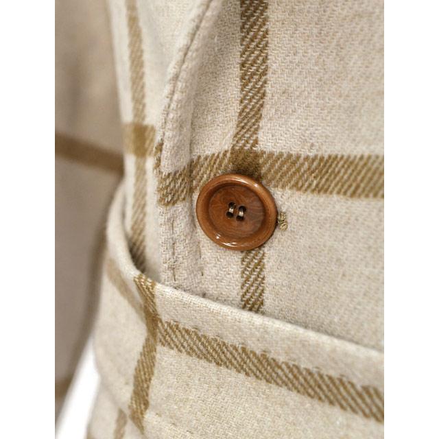 TITO ALLEGRETTO【ティト アレグレット】ダブルベルテッドコート 3890 DOPPIO FANCY ウール ナイロン チェック ベージュ×キャメル |  | 06