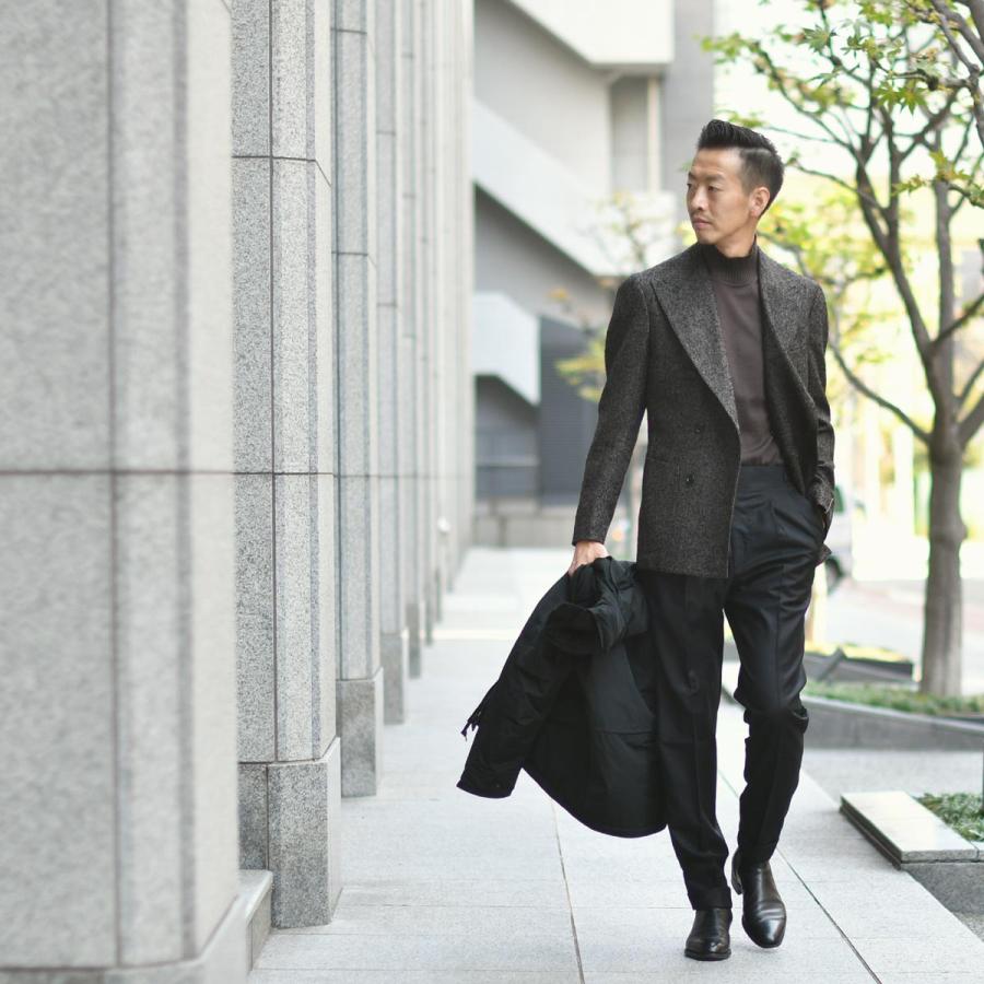 TITO ALLEGRETTO【ティト アレグレット】ダブルジャケット 604D アルパカ ウール シルク ポリエステル メランジ ブラウン×ブラックの画像