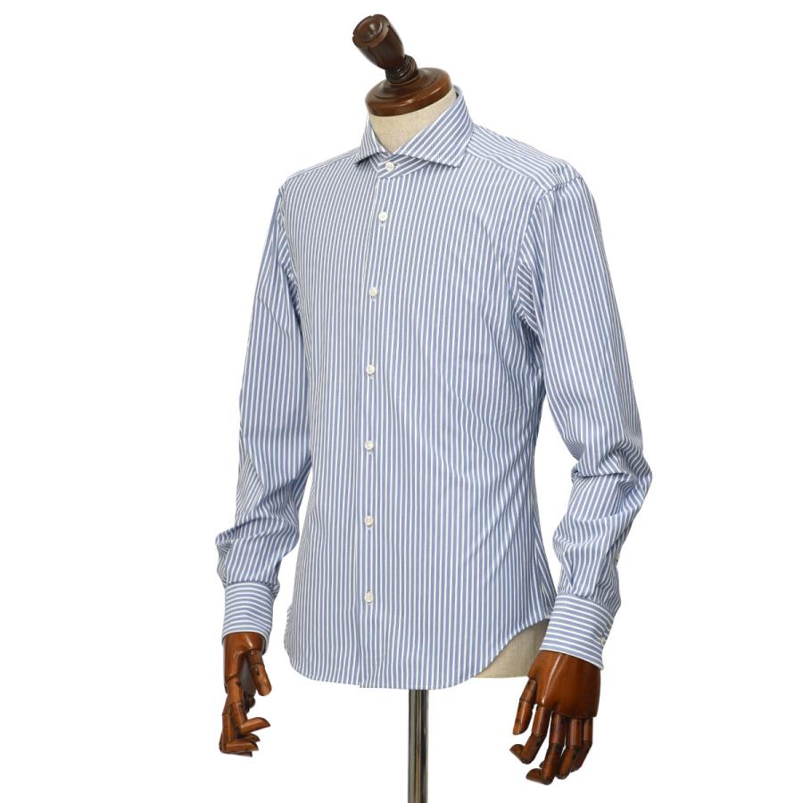 【18日 20時〜 P5倍】Xacus【ザッカス/ザカス】ワイドカラーアクティブシャツ ACT623 91619 2 ナイロン ストレッチ 白抜きストライプ サックス |  | 01