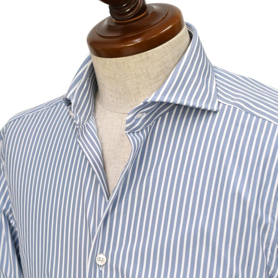 【18日 20時〜 P5倍】Xacus【ザッカス/ザカス】ワイドカラーアクティブシャツ ACT623 91619 2 ナイロン ストレッチ 白抜きストライプ サックス |  | 02