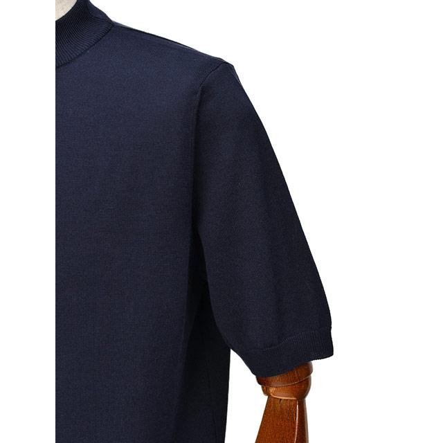 ZANONE【ザノーネ】半袖モックネック 812136 ZY318 Z0542 コットン ネイビー_4