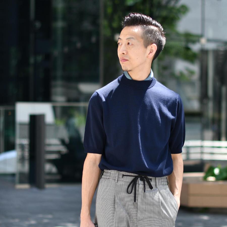ZANONE【ザノーネ】半袖モックネック 812136 ZY318 Z0542 コットン ネイビー_6