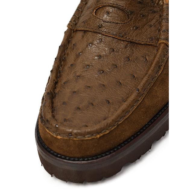 ANTONIO PIO MELE【アントニオピオメーレ】CAPRI コンビコインローファー STRUZZO SUEDE オーストリッチ スエード ミディアムブラウンの画像