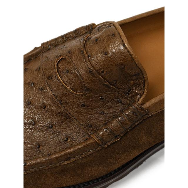 ANTONIO PIO MELE【アントニオピオメーレ】CAPRI コンビコインローファー STRUZZO SUEDE オーストリッチ スエード ミディアムブラウンの画像