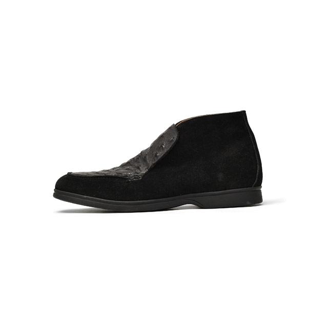 ANTONIO PIO MELE【アントニオピオメーレ】SERDIO アンクルブーツ STRUZZO VELOUR オーストリッチ ベロアスエード NERO ブラックの画像