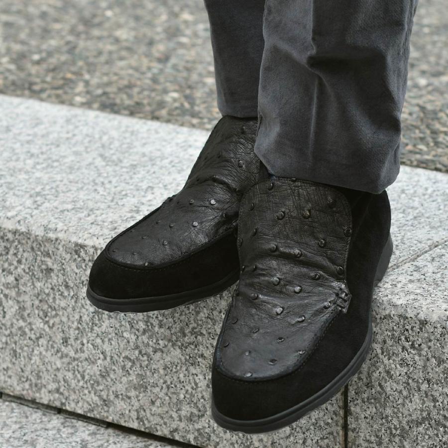 ANTONIO PIO MELE【アントニオピオメーレ】SERDIO アンクルブーツ STRUZZO VELOUR オーストリッチ ベロアスエード NERO ブラックの画像