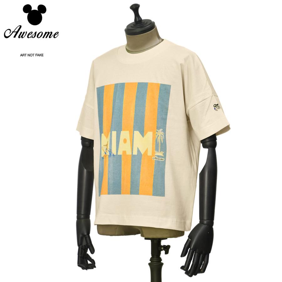 AWESOME【オーサム】オーバーシルエットプリントTシャツ CALIFORNIA OVER TEE SS0071 OFF WHITE コットン マイアミ バター | 