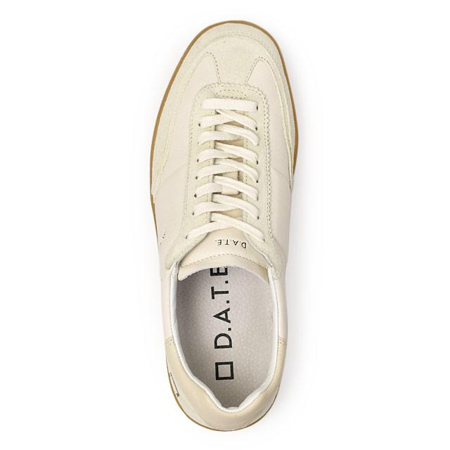 D.A.T.E.【デイト】スニーカー SPORTY MONO IVORY スムースレザー ホワイト ブラックの画像