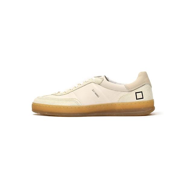 D.A.T.E.【デイト】スニーカー SPORTY MONO IVORY スムースレザー ホワイト ブラックの画像