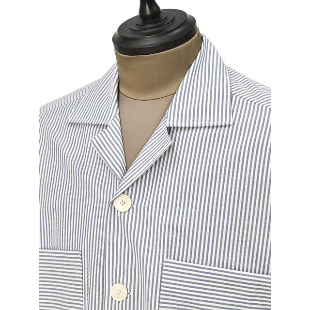 DOPPIAA【ドッピアアー】オーバーシャツ AABBA  AB7303 0120 BIANCO E BLU MARINE コットン シアサッカー ブルー ホワイトの画像