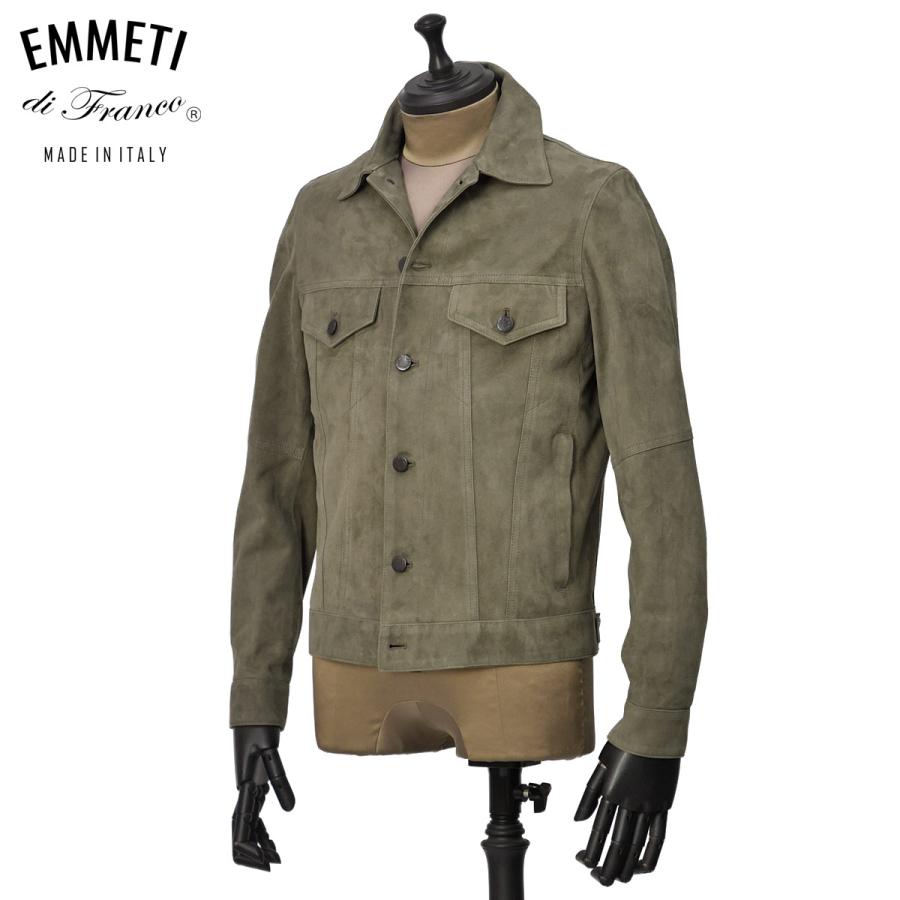 EMMETI【エンメティ】Gジャン型レザーブルゾン JACK SP LAMB SKIN SUEDE OLIVE ジャック ラムスエード セージグリーン | EMMETI