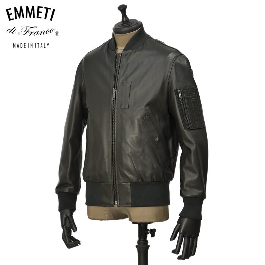 EMMETI【エンメティ】MA-1ブルゾン OLIVER SP LAMB SKIN NAPPA CERATA VERDE オリバー ラムレザー ディープグリーン | EMMETI