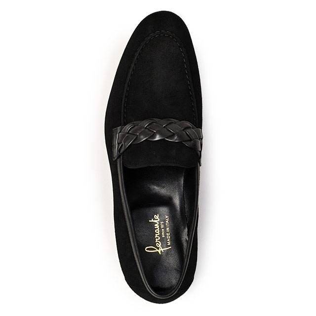 Ferrante【フェランテ】 別注150周年限定 イントレチャートサドルローファー CAPRI  ETON CAMOSCIO NERO 010 スエード カーフ ブラックの画像