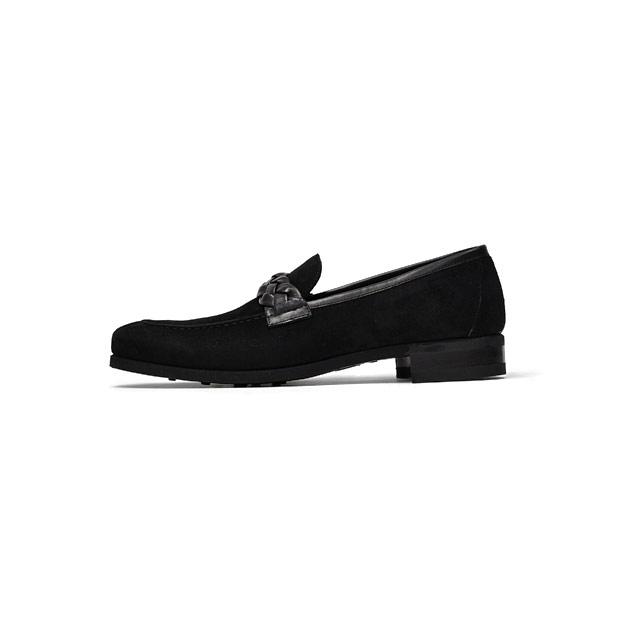 Ferrante【フェランテ】 別注150周年限定 イントレチャートサドルローファー CAPRI  ETON CAMOSCIO NERO 010 スエード カーフ ブラックの画像