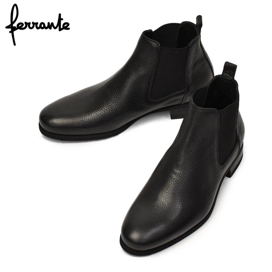 Ferrante【フェランテ】サイドゴアブーツ JUST ETON RASTY NERO エンボスカーフ ブラック