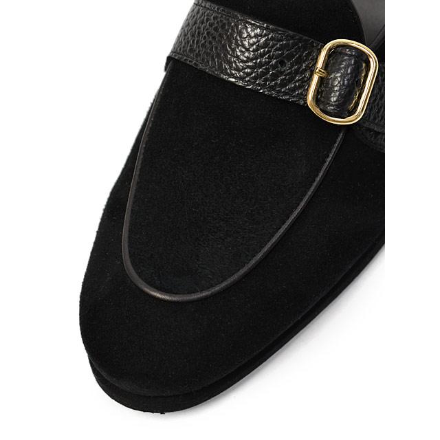 Ferrante【フェランテ】シングルモンクストラップローファー SIRENA ETON CAMOSICO RASTY NERO 010 スエード エンボスカーフ ブラックの画像