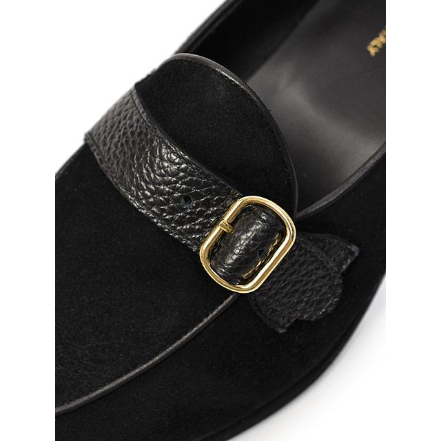 Ferrante【フェランテ】シングルモンクストラップローファー SIRENA ETON CAMOSICO RASTY NERO 010 スエード エンボスカーフ ブラックの画像