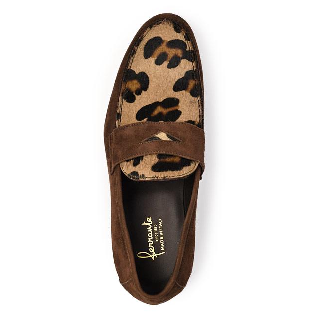 Ferrante【フェランテ】コンビコインローファー MARE ETON CAMOSICO CAVALLINI TARTUFO LEOPARDO SOMALIA 010 スエード ハラコ トリュフブラウン レオパードの画像