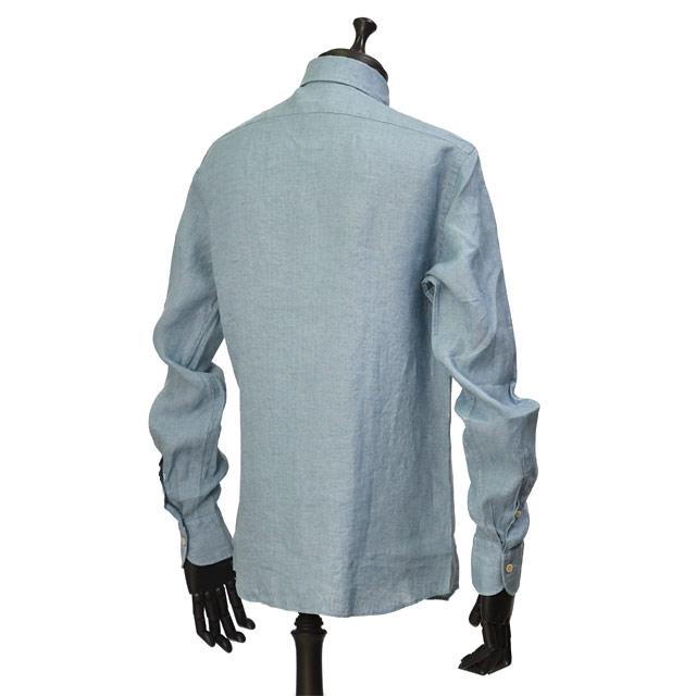 ALESSANDRO GHERARDI【アレッサンドロ・ゲラルディ】シャツ REGENT 7423 623  リネン ガーメントダイ ブルーグレー |  | 01