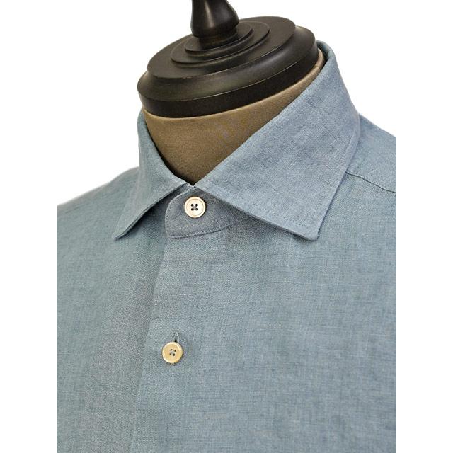 ALESSANDRO GHERARDI【アレッサンドロ・ゲラルディ】シャツ REGENT 7423 623  リネン ガーメントダイ ブルーグレー |  | 03