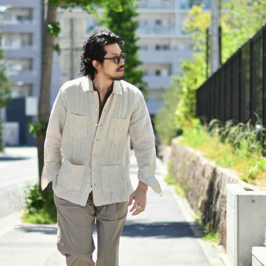 ALESSANDRO GHERARDI【アレッサンドロ・ゲラルディ】シャツブルゾン GUAYABERA 1082 921 リネン ベージュの画像