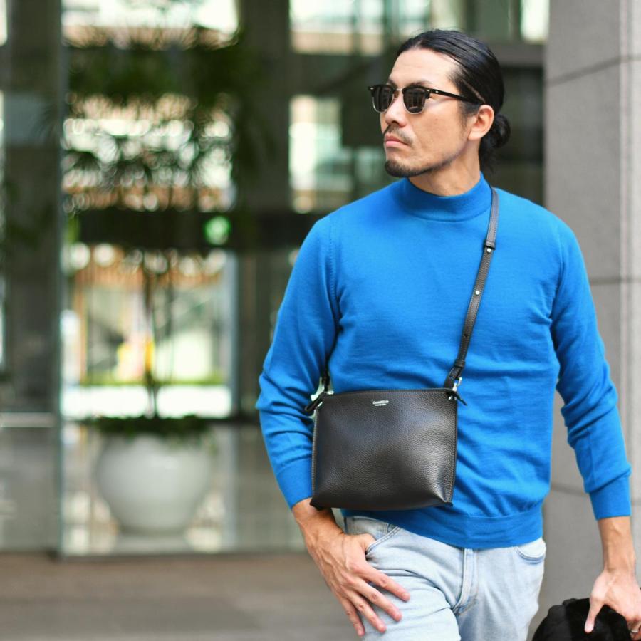 GRAN SASSO ウール 12G モックネックニット後染め ネイビー 44