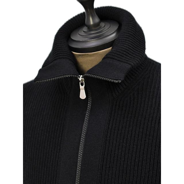 GRAN SASSO【グランサッソ】ジップアップニットブルゾン 23112 25075 099 ウール ブラックの画像