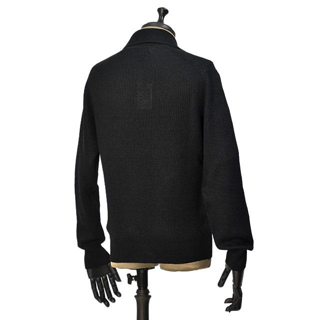GRAN SASSO【グランサッソ】スキッパーニットポロ 23160 18658 099 リネンコットン 8G ブラック_1