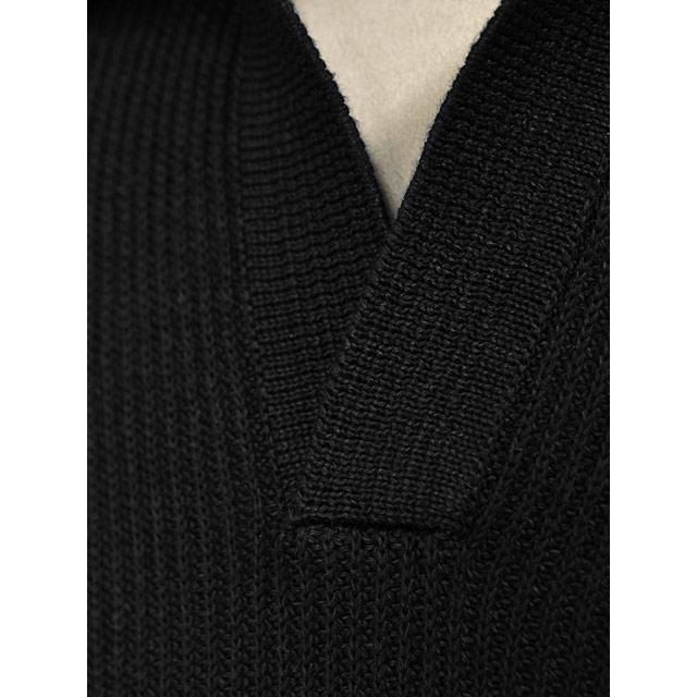 GRAN SASSO【グランサッソ】スキッパーニットポロ 23160 18658 099 リネンコットン 8G ブラック_4