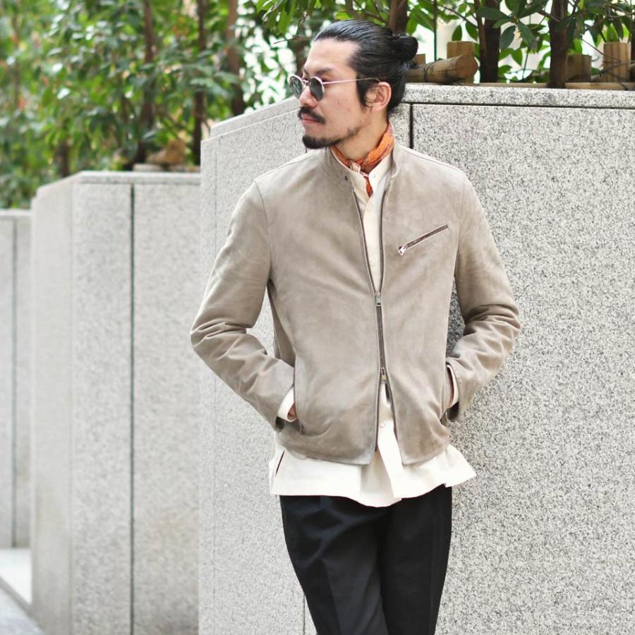 MOLEC ベージュ スエードレザージャケット MOLEC（モレック）ベージュスエードトラッカージャケット