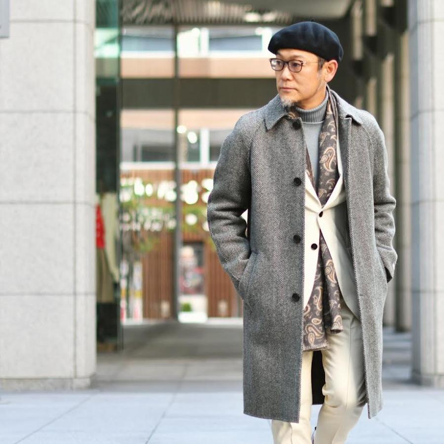 PALTO【パルト】バルカラーコート MARCELLO DB RESCA  WNER Bianco Nero ウール  ナイロン ヘリンボーン ブラック ホワイトの画像