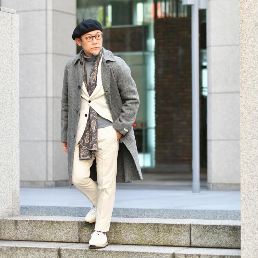 PALTO【パルト】バルカラーコート MARCELLO DB RESCA  WNER Bianco Nero ウール  ナイロン ヘリンボーン ブラック ホワイトの画像