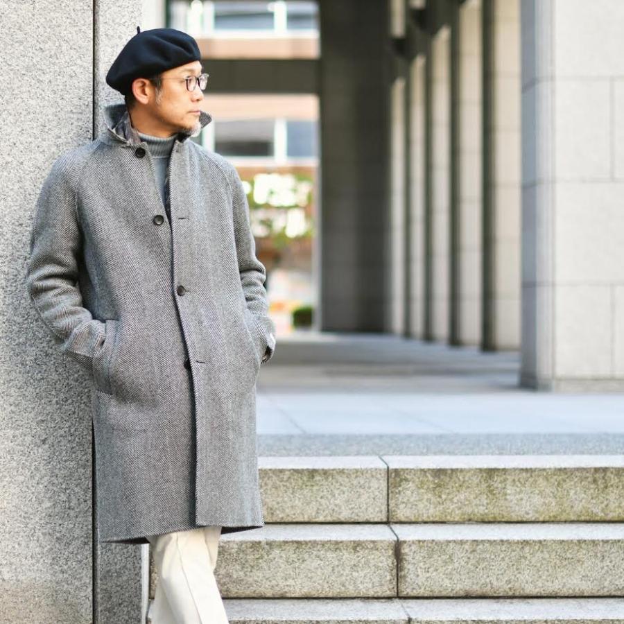 PALTO【パルト】バルカラーコート MARCELLO DB RESCA  WNER Bianco Nero ウール  ナイロン ヘリンボーン ブラック ホワイトの画像
