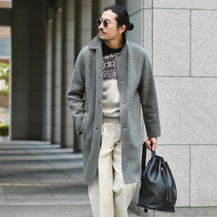PALTO【パルト】バルカラーコート MARCELLO DB RESCA  WNER Bianco Nero ウール  ナイロン ヘリンボーン ブラック ホワイトの画像