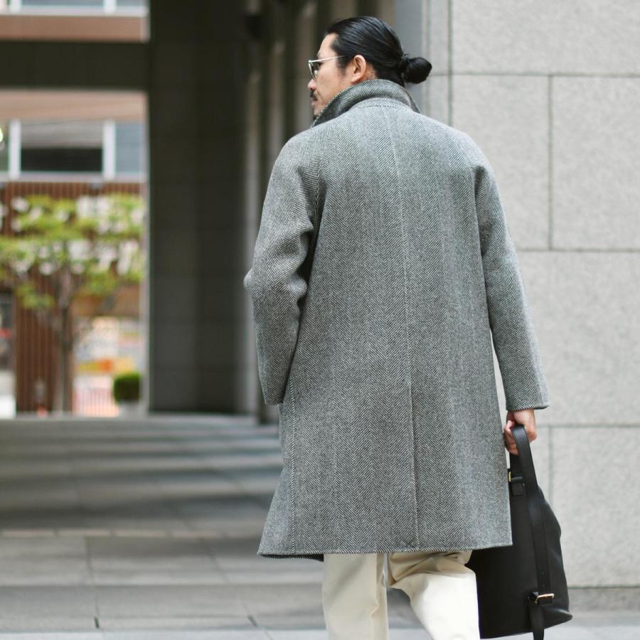 PALTO【パルト】バルカラーコート MARCELLO DB RESCA  WNER Bianco Nero ウール  ナイロン ヘリンボーン ブラック ホワイトの画像