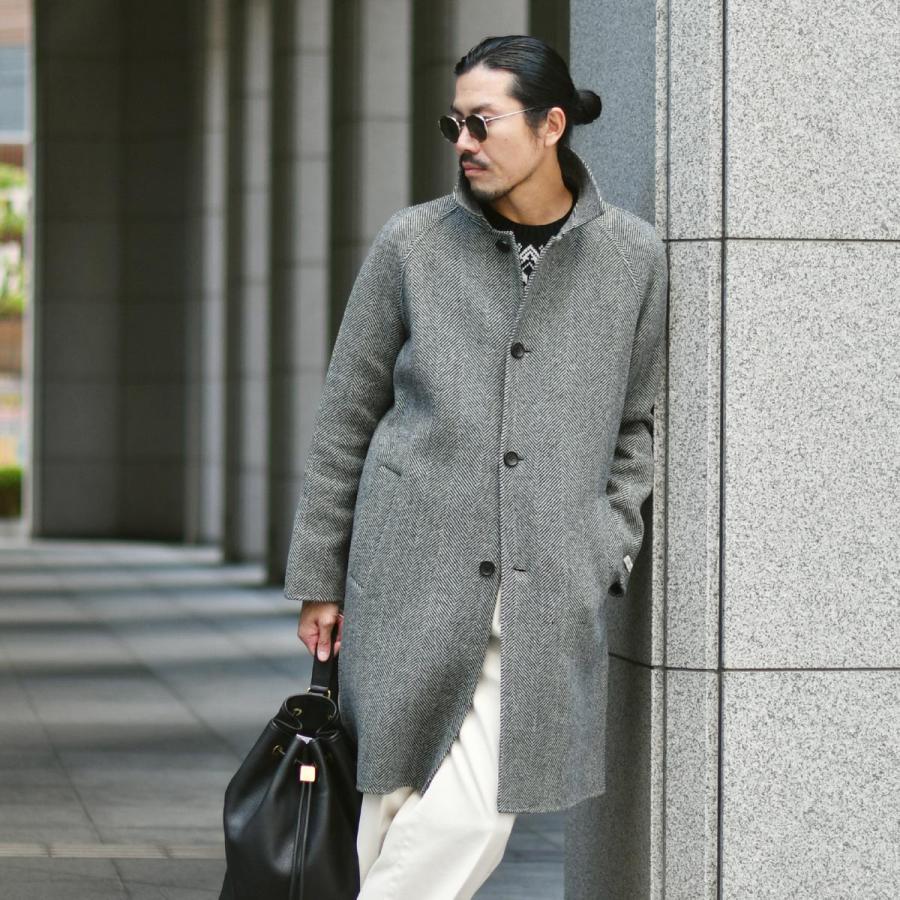 PALTO【パルト】バルカラーコート MARCELLO DB RESCA  WNER Bianco Nero ウール  ナイロン ヘリンボーン ブラック ホワイトの画像