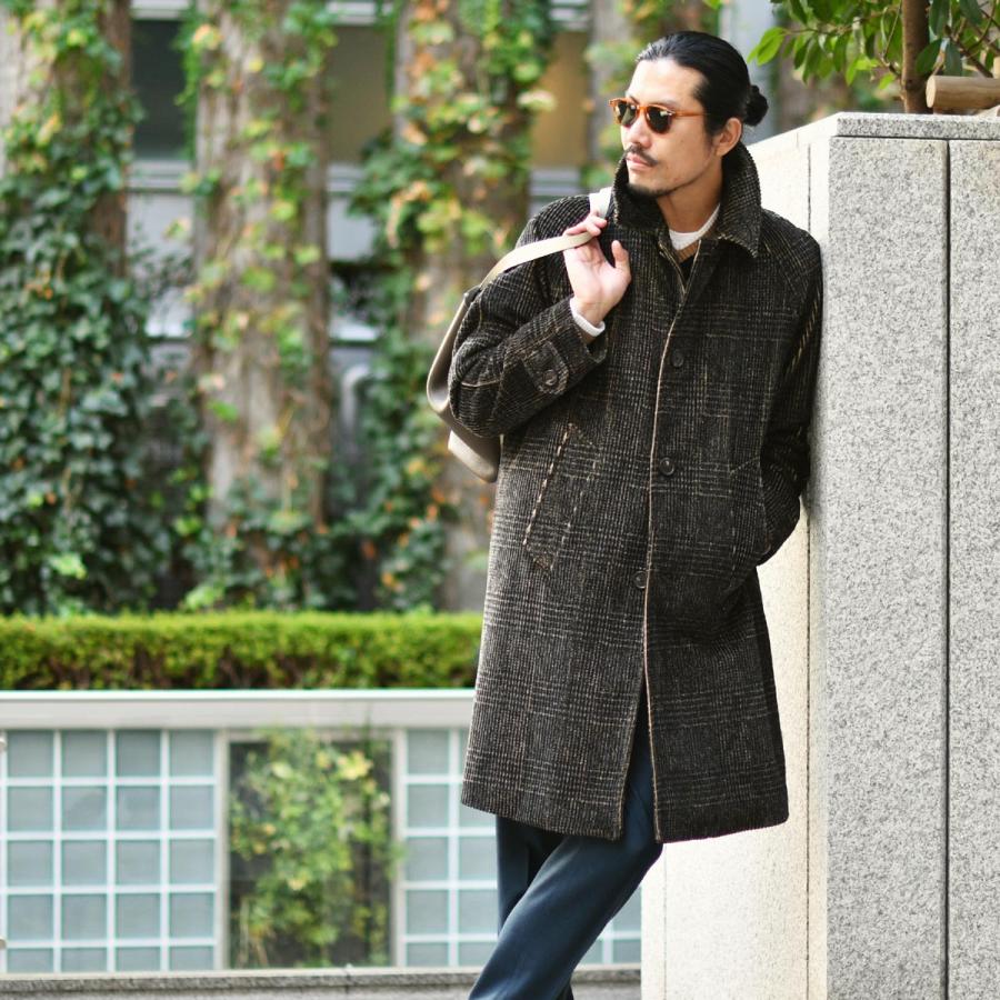 【FINAL SALE 返品交換不可】【size50】PALTO【パルト】バルカラーコート MARCELLO VEL PRINT PDG CNER コットン コーデュロイ チェック ブラック オレンジ_10