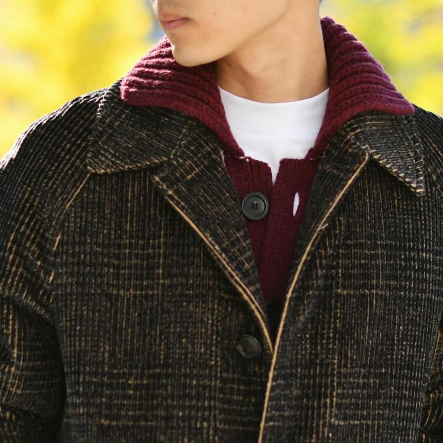 【FINAL SALE 返品交換不可】【size50】PALTO【パルト】バルカラーコート MARCELLO VEL PRINT PDG CNER コットン コーデュロイ チェック ブラック オレンジ_14