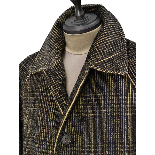 【FINAL SALE 返品交換不可】【size50】PALTO【パルト】バルカラーコート MARCELLO VEL PRINT PDG CNER コットン コーデュロイ チェック ブラック オレンジ_3