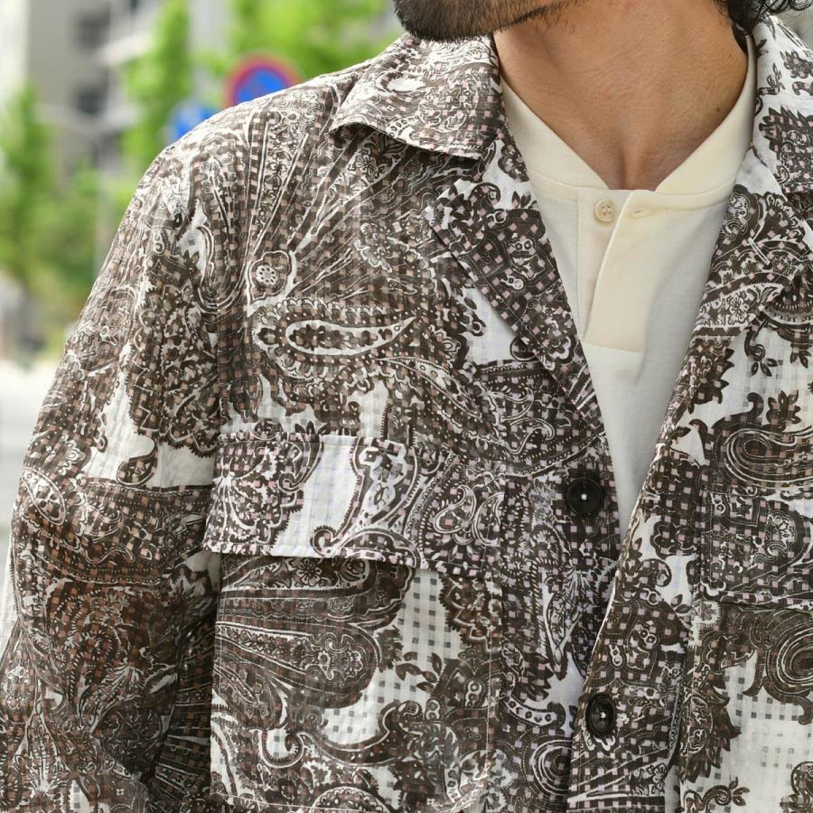 Gabriele Pasini【ガブリエレ パジーニ】オーバーシャツ 6097 61011 02 コットン ナイロン ペイズリー ブラウンの画像