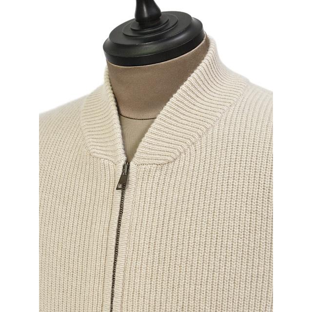 roberto collina【ロベルトコリーナ】ジップアップニットブルゾン 253M20208 03 BEIGE スーパーファインメリノウール ナチュラルの画像