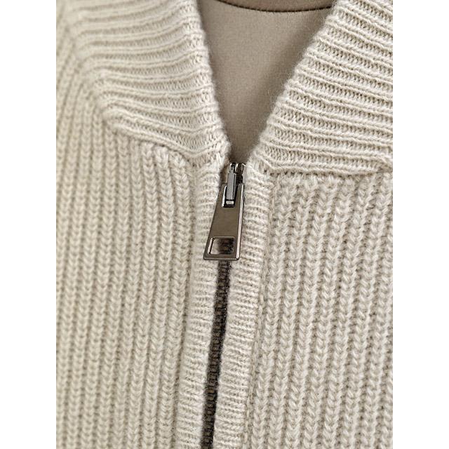 roberto collina【ロベルトコリーナ】ジップアップニットブルゾン 253M20208 03 BEIGE スーパーファインメリノウール ナチュラルの画像