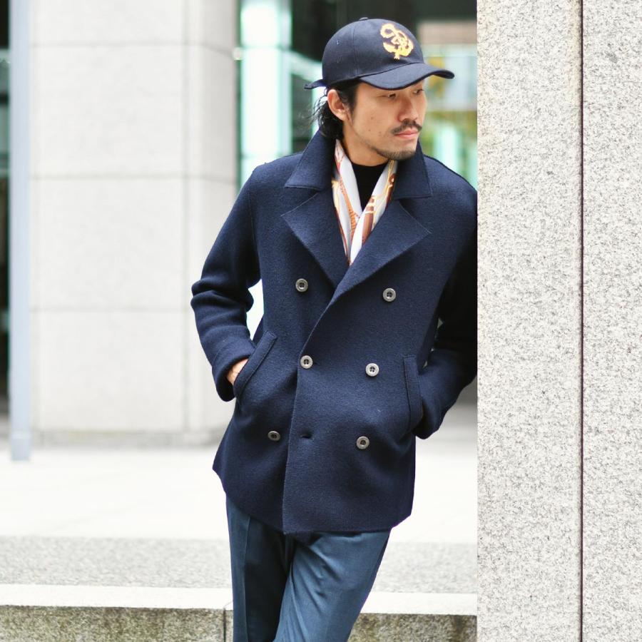 Settefili Cashmere【セッテフィーリ カシミア】ピーコート PIKOT JA08 ウール ネイビーの画像