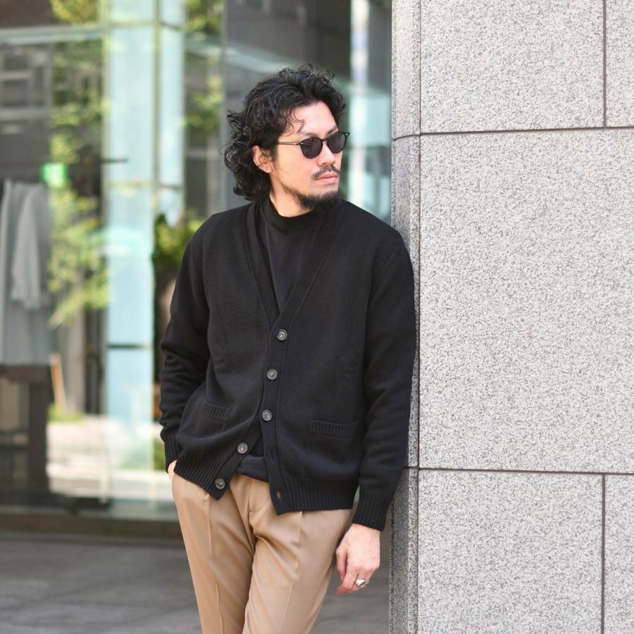 Settefili Cashmere【セッテフィーリ カシミア】Vネックカーディガン 435 2D.ZR19 ウール カシミヤ 7G ブラックの画像