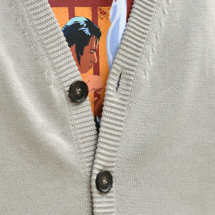 Settefili Cashmere【セッテフィーリ カシミア】Vネックカーディガン 3350VTX 2.KIN11 コットン 8G グレージュの画像