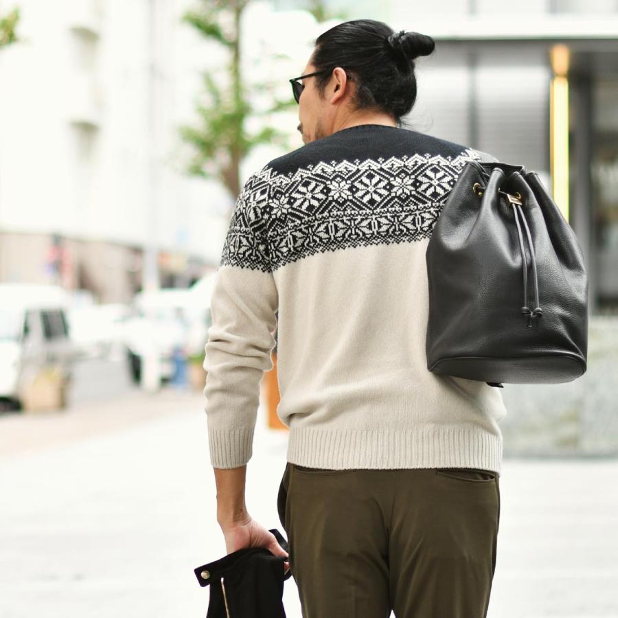S.MANO【エス マーノ】ドローストリングバッグ DRAWSTRING BAG LARGE SMN001 キップレザー ブラックの画像