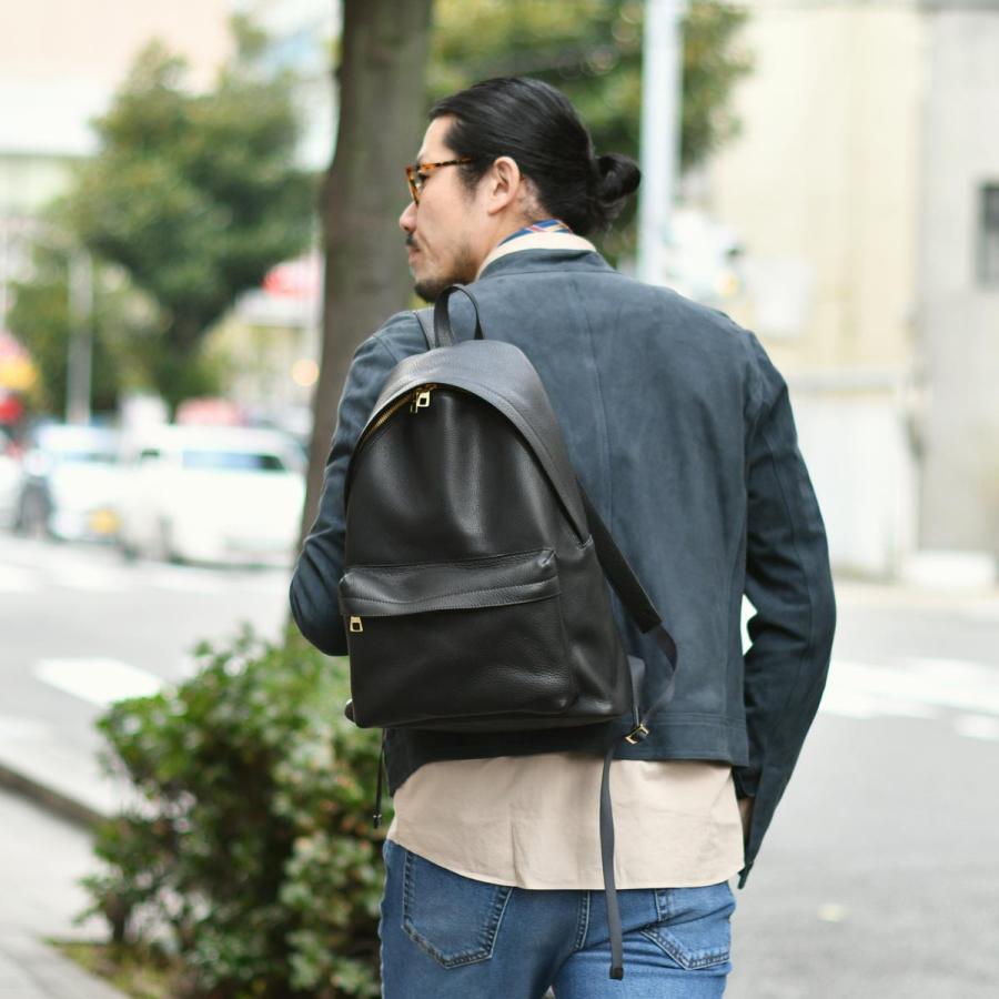 S.MANO ブラック レザー DAY PACK S.MANO【エス マーノ】バックパック DAY PACK SMN008 キップレザー