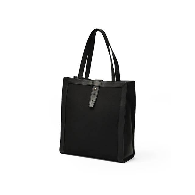 S.MANO【エス マーノ】キャンバストートバッグ CANVAS VERTICAL TOTE SMN004 キップレザー キャンバス ブラック |  | 01